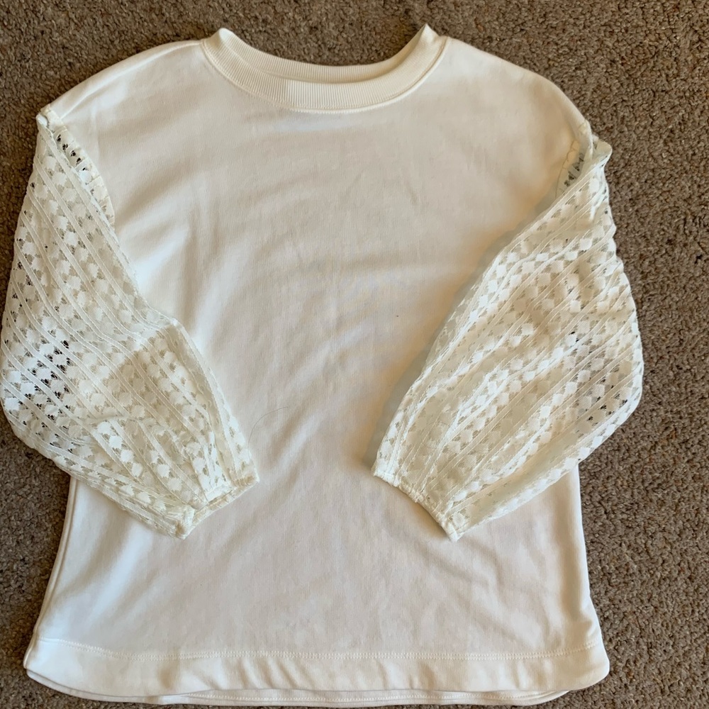 Banana Republic Mesh Lantern Sleeve Top, Off White